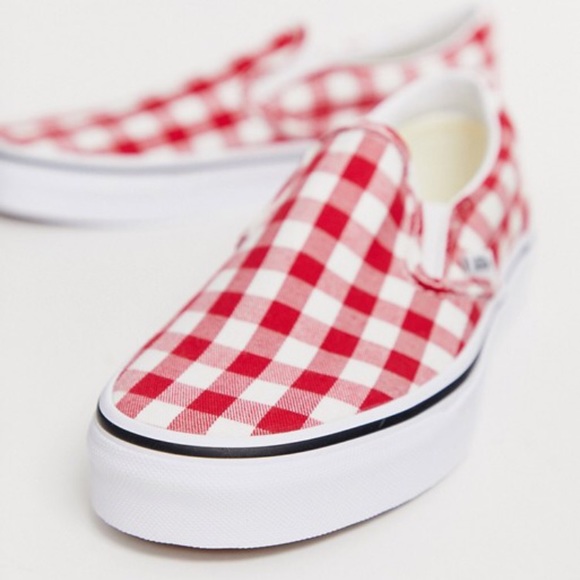 vans classic slip on gingham racing red - Picture 2 of 8